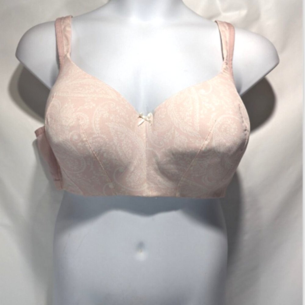 NWOT Lane Bryant Cacique Paisley No-Wire Lightly Pad FC Bra Pink Plus 46C
